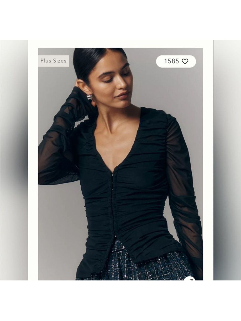 NWT Anthropologie Maeve Ruched Long-Sleeve V-Neck Top small